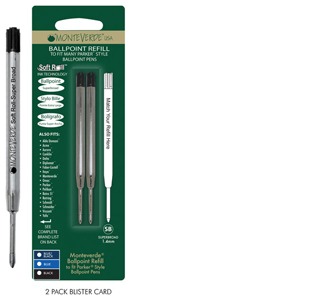 Recharge stylo à bille MonteVerde, Recharge Compatible Parker Encre bleu