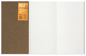 Recharge de carnet Traveler's Company, série Notebook Refill Blanc (Quadrillé, 110mm x 210mm)