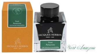 Bouteille d'encre Jacques Herbin, série Les encres Essentielles Vert Amazone
