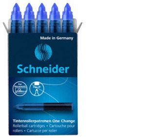 Recharge bille roulante Schneider, série Recharge & encre Encre Bleu royal (Boîte de 5)