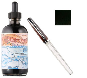 Bouteille d'encre Noodler's Ink, série 4.5 oz. Bottles Encre noire (Polar Black)- avec Stylo plume