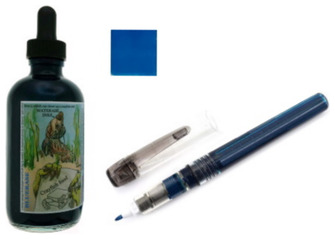 Bouteille d'encre Noodler's Ink, série 4.5 oz. Bottles Encre bleue (Bluerase)- avec Marqueur