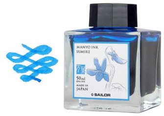 Bouteille d'encre Sailor, série Manyo Encre bleue (Sumire)- 50ml