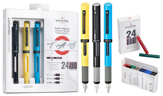 Ensemble Sheaffer, série Calligraphy (Maxi kit) - Noir, Jaune, Bleu