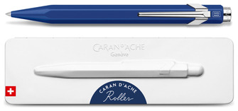Stylo à bille roulante rétractable Caran d'Ache, série 849 Roller with Gift box Bleu