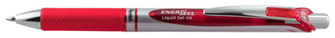 Stylo encre gel rétractable Pentel, série EnerGel Encre rouge (Metal tip)