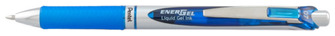 Stylo encre gel rétractable Pentel, série EnerGel Encre bleue (Metal tip)