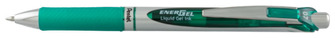 Stylo encre gel rétractable Pentel, série EnerGel Encre verte (Metal tip)