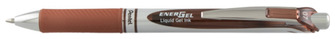 Stylo encre gel rétractable Pentel, série EnerGel Encre marron (Metal tip)