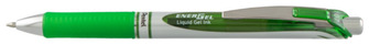 Stylo encre gel rétractable Pentel, série EnerGel Encre vert citron (Metal tip)