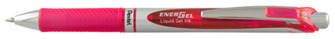 Stylo encre gel rétractable Pentel, série EnerGel Encre rose (Metal tip)