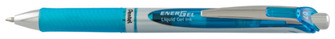 Stylo encre gel rétractable Pentel, série EnerGel Encre bleu ciel (Metal tip)