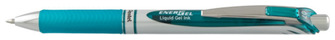 Stylo encre gel rétractable Pentel, série EnerGel Encre turquoise (Metal tip)