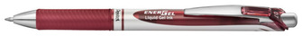 Stylo encre gel rétractable Pentel, série EnerGel Encre bordeaux (Metal tip)