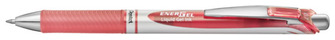 Stylo encre gel rétractable Pentel, série EnerGel Encre corail (Metal tip)