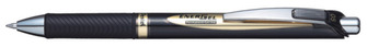 Stylo encre gel rétractable Pentel, série EnerGel Encre noire PERMANENTE* (Metal tip)