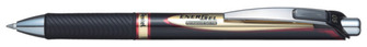 Stylo encre gel rétractable Pentel, série EnerGel Encre rouge PERMANENTE* (Metal tip)