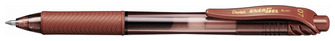 Stylo encre gel rétractable Pentel, série EnerGel-X Encre marron (Metal tip)
