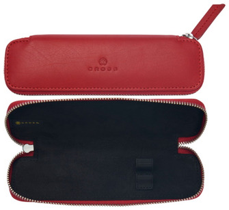 Étui pour stylo Cross, série Leather Rouge cramoisi (Double)