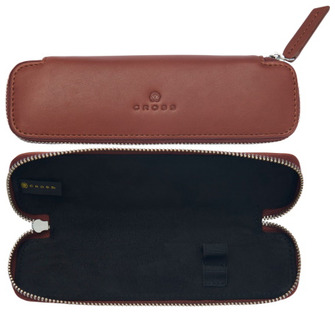 Étui pour stylo Cross, série Leather Brun (Double)