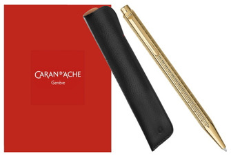 Ensemble stylo bille & étui Caran d'Ache, série Édition Limitée Ecridor Lights Or jaune