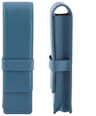 DiLoro Pen pouch, Leather Pen Holder (Double) series Blue