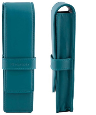 Étui pour stylo DiLoro, série Leather Pen Holder (Double) Vert turquoise