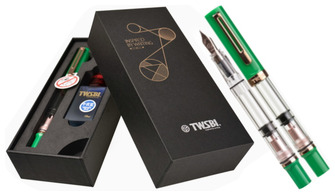 Ensemble stylo plume TWSBI, série Eco-T Jade Royale Or rose & Bouteille d'encre Bleu nuit de 18ml