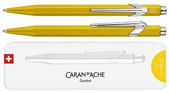 Stylo bille Caran d'Ache, série 849 Colormat-X Jaune (avec boîte cadeau)   