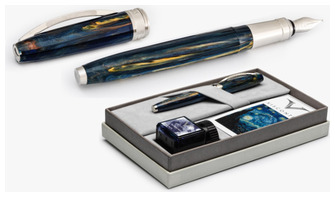 Ensemble stylo plume Visconti, série Van Gogh Bleu (Starry Night - avec bouteille d'encre)
