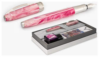 Ensemble stylo plume Visconti, série Van Gogh Rose (Souvenir de Mauve - avec bouteille d'encre)