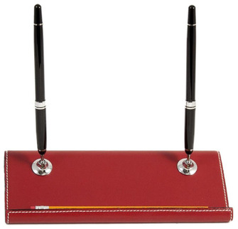 Stylos sur base Bey-Berk, série Bureau Noir CT/Cuir rouge (Double)