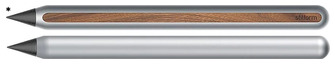 Crayon réutilisable Stilform, série AEON Pencil Aluminium gris / Noyer (Embout en graphite)