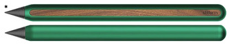 Crayon réutilisable Stilform, série AEON Pencil Aluminium vert / Noyer (Embout en graphite)