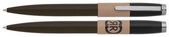 Stylo bille Cerruti 1881, série Brick Kaki, beige & noir
