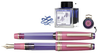 Stylo plume Sailor, série Édition Spéciale Pro Gear Slim Manyo Fountain Pen #2 Rabbit Ear Iris (Pointe 14kt)