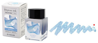 Bouteille d'encre Sailor Dipton, série Inks & Dip Pens Encre bleue (Ice Dance - 20ml)