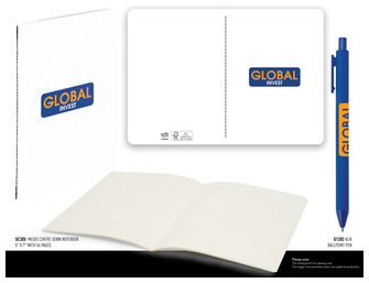 Spector 200  Stylos G1282 bleu + 200 cahier Sc305 blanc imprimés Global Invest