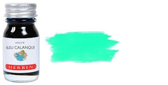 Bouteille d'encre Herbin, série La Perle Des Encres Encre Bleu-Vert (Bleu calanque) - 10ml