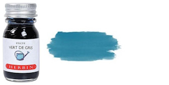 Bouteille d'encre Herbin, série La Perle Des Encres Encre Gris-Vert (Vert de gris) - 10ml
