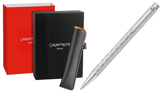Ensemble stylo bille & étui Caran d'Ache, série Édition Spéciale Écridor Tressé Platine  