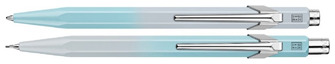Ensemble stylo bille & porte mine (0.5mm) Caran d'Ache, série Édition Spéciale 849 & 844 Blue Lagoon Gris givré & Bleu polaire