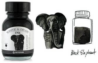 Bouteille d'encre Octopus Fluids, série Write & Draw Ink Encre noire (Elephant) - 50ml