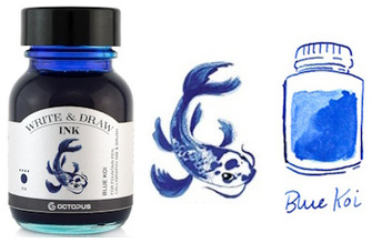 Bouteille d'encre Octopus Fluids, série Write & Draw Ink Encre bleue (Koi) - 50ml