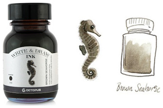 Bouteille d'encre Octopus Fluids, série Write & Draw Ink Encre brune (Seahorse) - 50ml