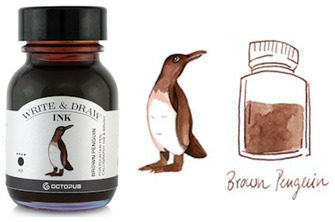 Bouteille d'encre Octopus Fluids, série Write & Draw Ink Encre brune (Penguin) - 50ml