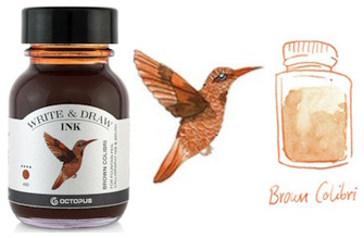 Bouteille d'encre Octopus Fluids, série Write & Draw Ink Encre brune (Colibri) - 50ml