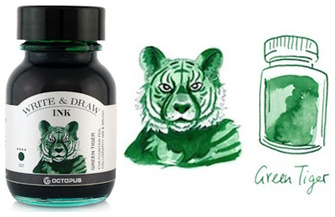 Bouteille d'encre Octopus Fluids, série Write & Draw Ink Encre verte (Tiger) - 50ml
