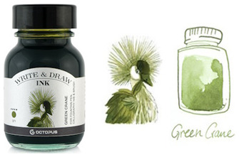 Bouteille d'encre Octopus Fluids, série Write & Draw Ink Encre verte (Crane) - 50ml