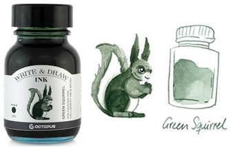 Bouteille d'encre Octopus Fluids, série Write & Draw Ink Encre verte (Squirrel) - 50ml